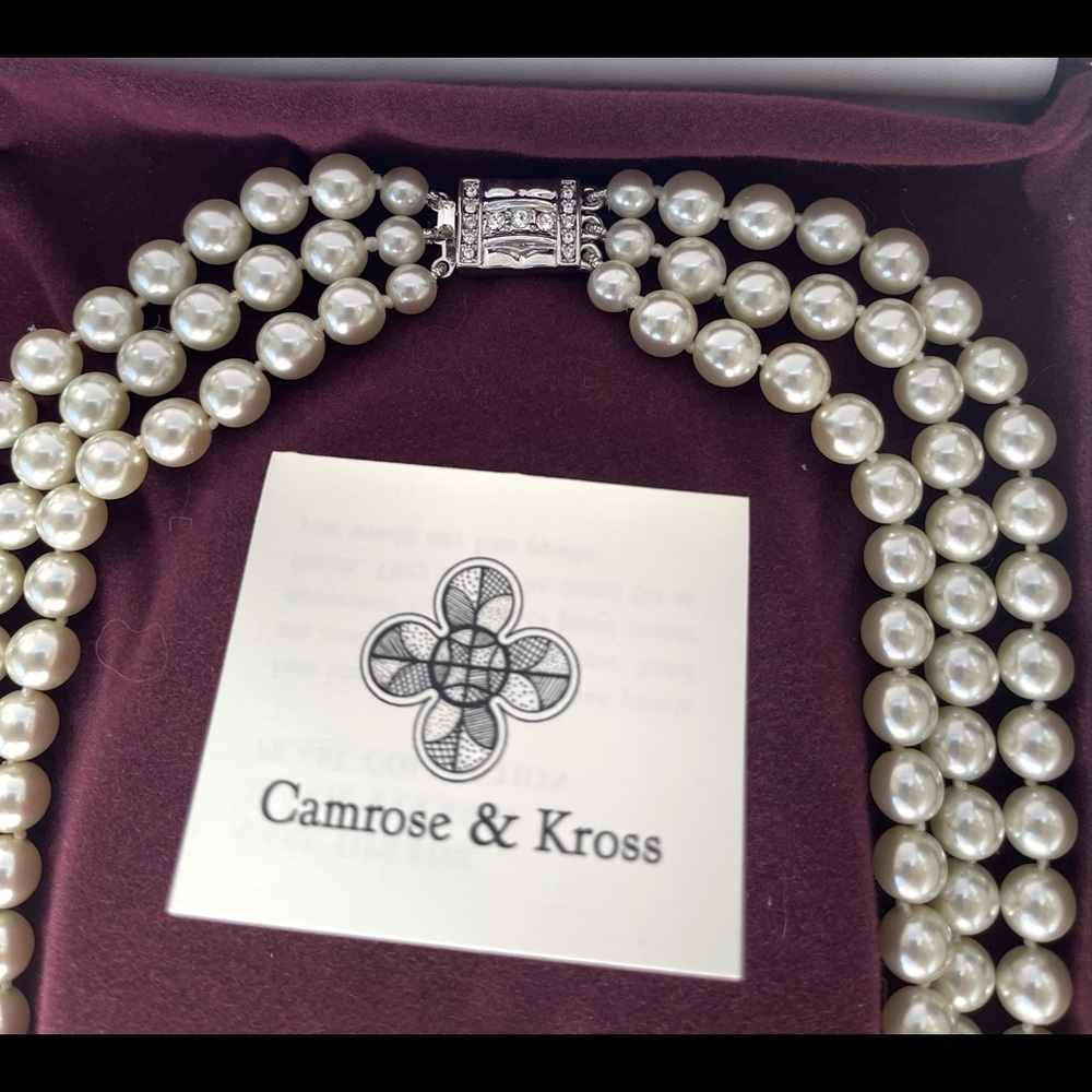 Camrose & Kross Jackie Kennedy Triple Strand Pearl necklace